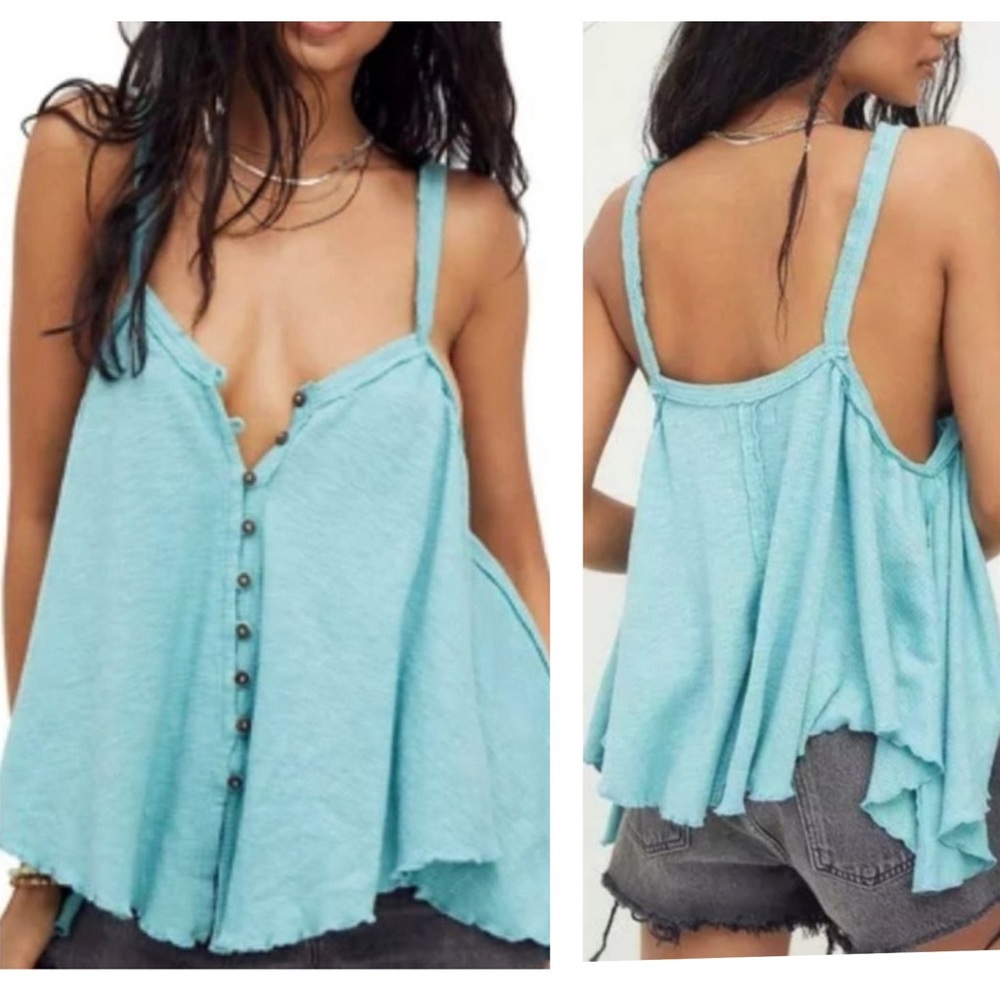 NWT Free People Blue Dream Weaver Tank Top in Tahiti Breeze